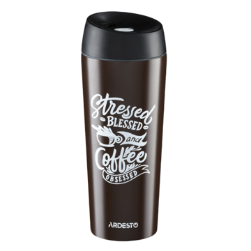 თერმოსი ARDESTO AR2645DBB Travel mug Coffee time Cup 450 ml, Brown