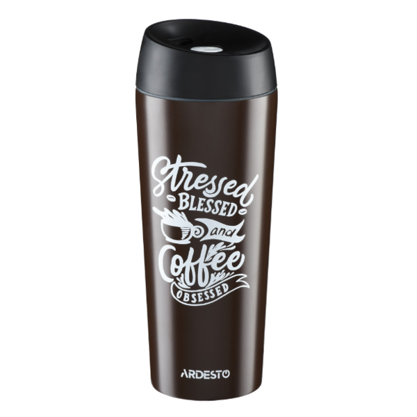 თერმოსი ARDESTO AR2645DBB Travel mug Coffee time Cup 450 ml, Brown