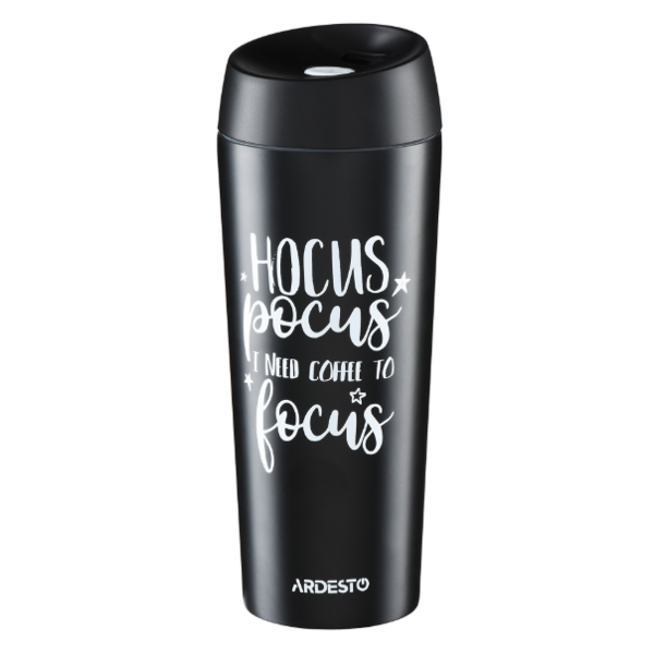 თერმოსი ARDESTO AR2645DMB Travel mug Coffee time Hocus 450 ml, Black