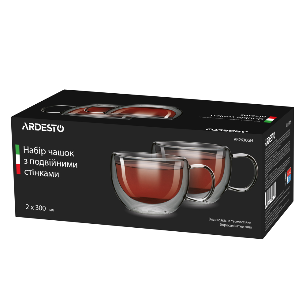 ARDESTO AR2630GH Double wall borosilicate glass mug set Ardesto, 0.3l, 2 pcs