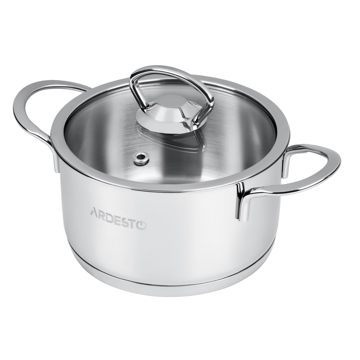 ქვაბი ARDESTO AR0612S Casserole Luna, Glass lid, 1.2 l, Stainless Steel