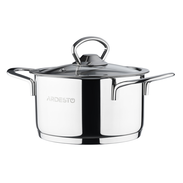 ქვაბი ARDESTO AR0612S Casserole Luna, Glass lid, 1.2 l, Stainless Steel