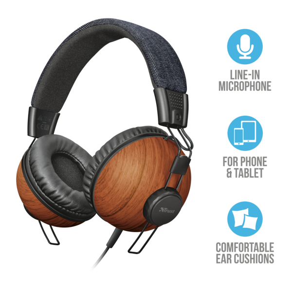 ყურსასმენი TRUST Noma headphones - denim wood