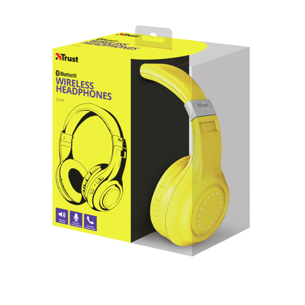 ყურსასმენი TRUST Dura Bluetooth wireless headphones - neon Yellow