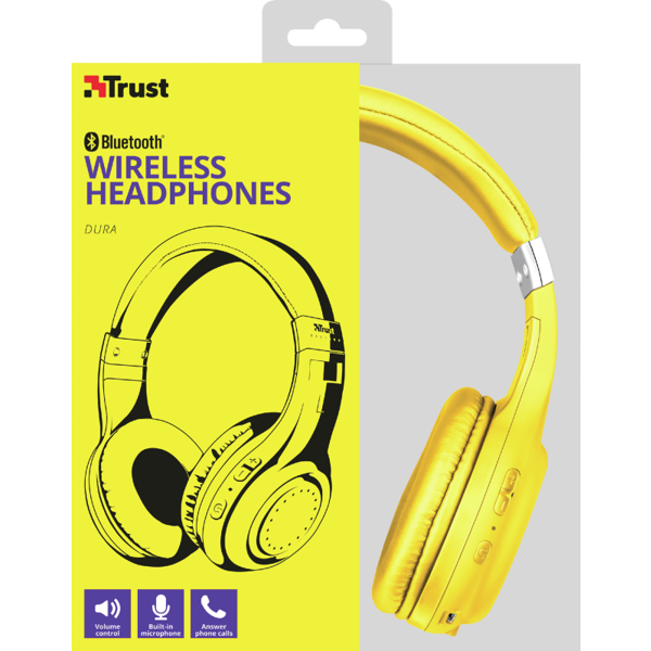 ყურსასმენი TRUST Dura Bluetooth wireless headphones - neon Yellow