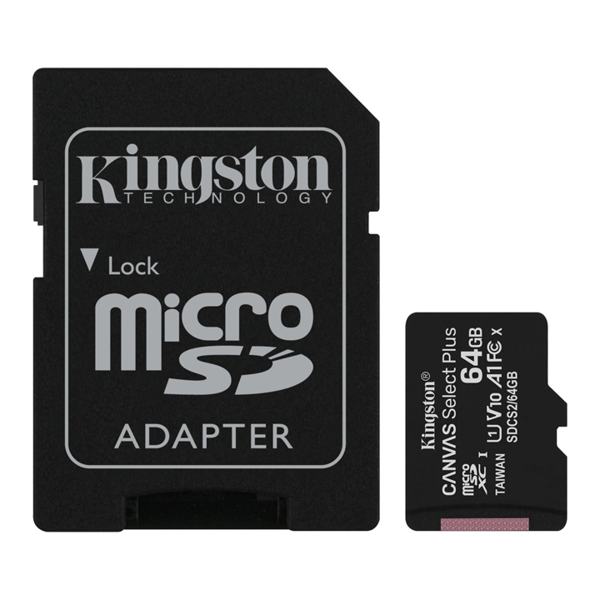 Kingston SDCS2/64GBSP, 64GB, MicroSDXC, C10, UHS-I, Black