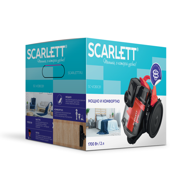 მტვერსასრუტი SCARLETT SC-VC80C61 Vacuum Cleaner Red