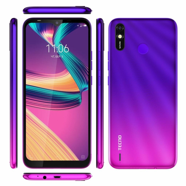 მობილური ტელეფონი TECNO Spark 4 Lite (BB4k) 2GB, 32GB Dual SIM Hillier Purple