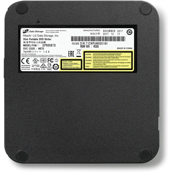 დისკის წამკითხველი Hitachi-LG GP90NB70 DVD-R/RW USB2.0 EXT Ret Ultra Slim Black