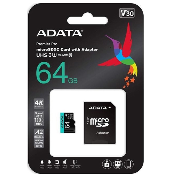 SD ბარათი ADATA AUSDX64GUI3V30SA2-RA1 MICRO SD 64GB