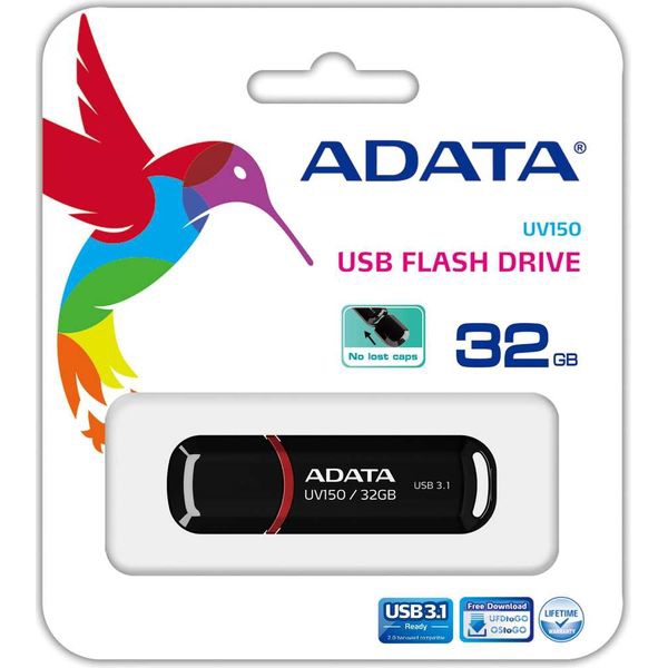 USB ფლეშ მეხსიერება ADATA AUV150-32G-RBK UV150 Flash drive 32GB USB 3.1