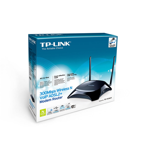 როუტერი TD-VG3631 TP-Link,300Mbps Wireless N VoIP ADSL2+ Modem Router