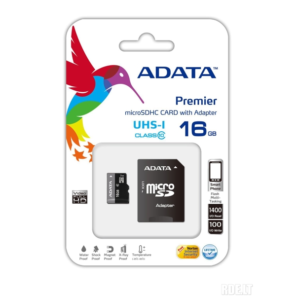 SD ბარათი ADATA AUSDH16GUICL10-RA1 16GB Premier microSDHC UHS-I U1 Card