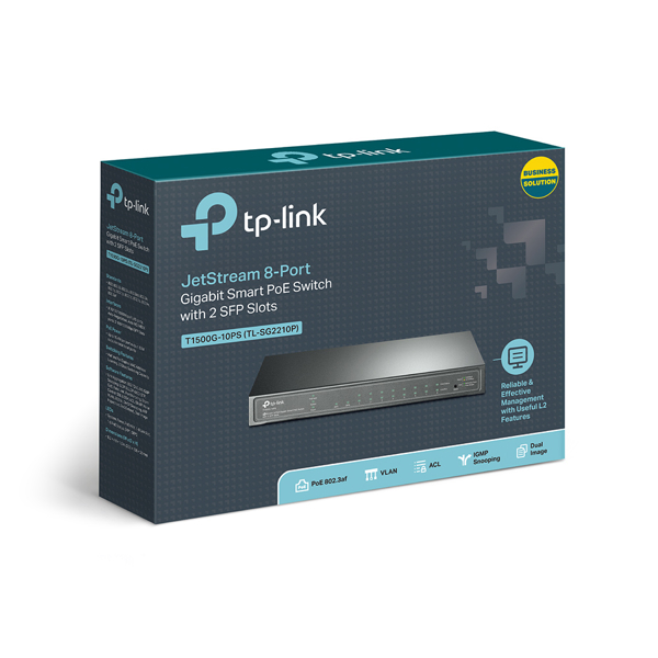 სვიჩი T1500G-10PS (TL-SG2210P)  TP-Link 8-Port Gigabit Smart PoE Switch