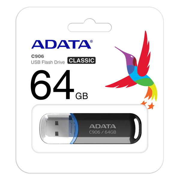 USB ფლეშ მეხსიერება AC906-64G-RBK ADATA USB2.0 Flash Drive