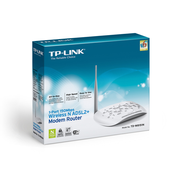 როუტერი TD-W8151N TP-Link 150Mbps Wireless N ADSL2+ Modem Router