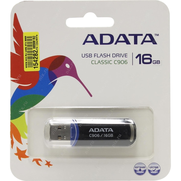 USB ფლეშ მეხსიერება AC906-16G-RBK ADATA Classic C906 16GB Black 2.0