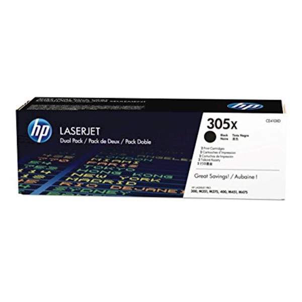 კარტრიჯი CE410XD HP 305X 2-pack High Yield Black Original LaserJet Toner Cartridges	