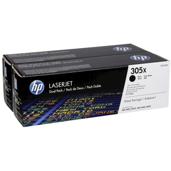 კარტრიჯი CE410XD HP 305X 2-pack High Yield Black Original LaserJet Toner Cartridges	