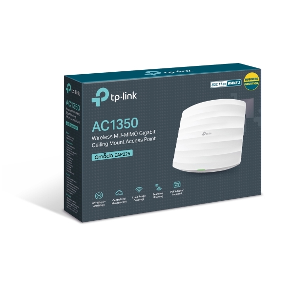 EAP225 TP LINK AC1350 Wireless MU-MIMO Gigabit Ceiling Mount Access Point with Passive PoE