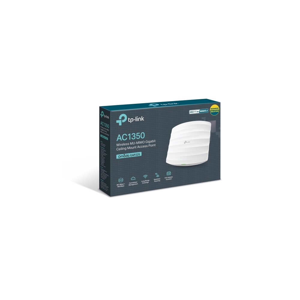 Wifi მიმღები EAP225 TP LINK AC1350 Wireless MU-MIMO Gigabit Ceiling Mount Access Point with Passive PoE