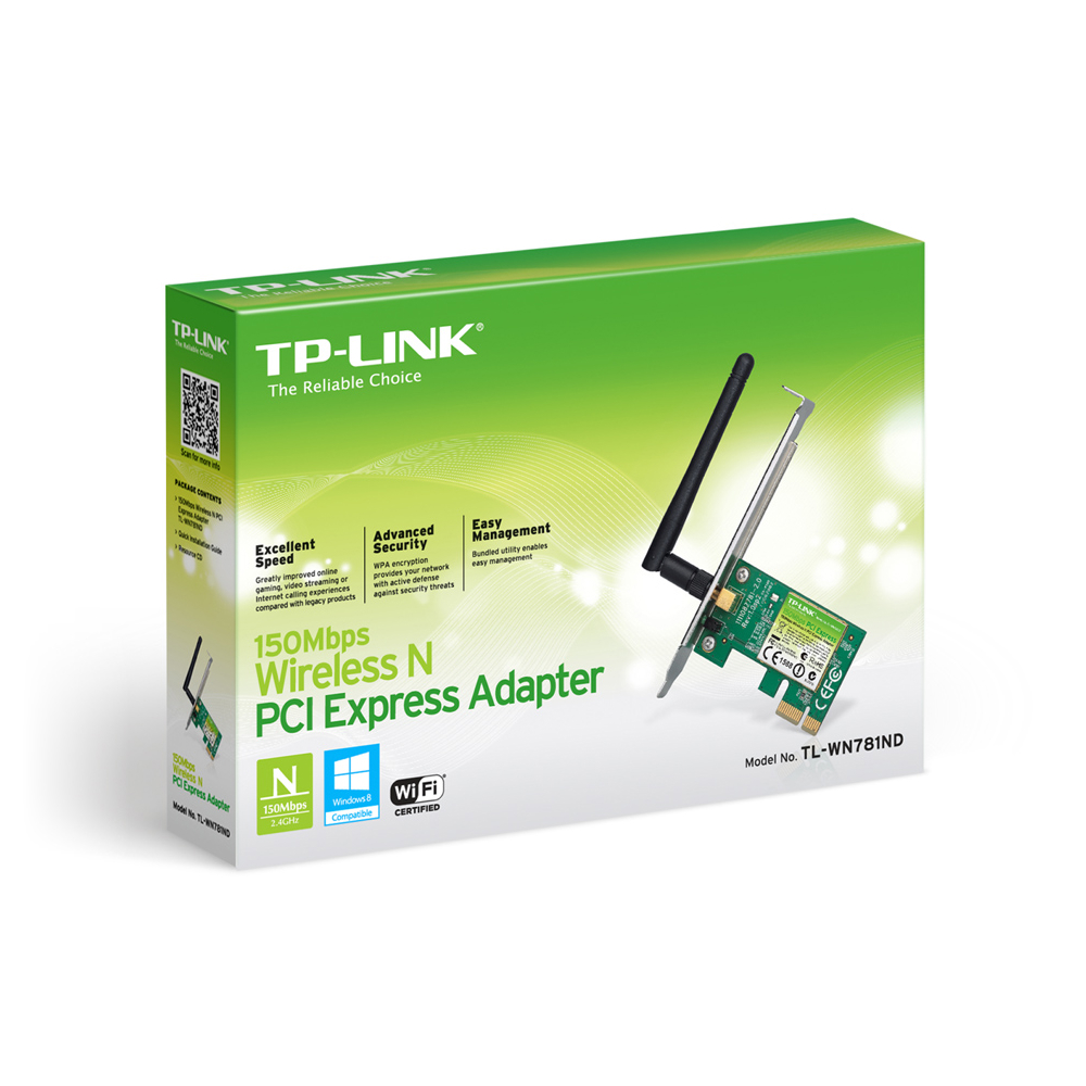 WIFI ადაპტერი TL-WN781ND Tp-Link 150Mbps Wireless PCI Express Adapter
