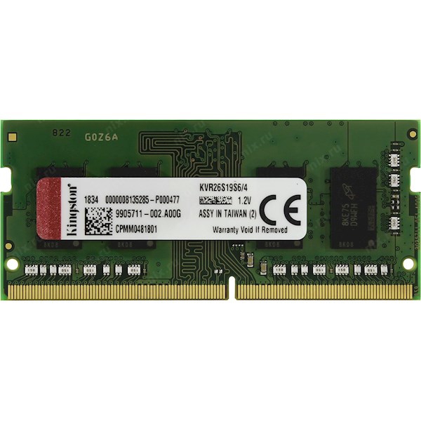 ოპერატიული მეხსიერება KVR26S19S6/4 Kingston 4GB DDR4 2666Mhz