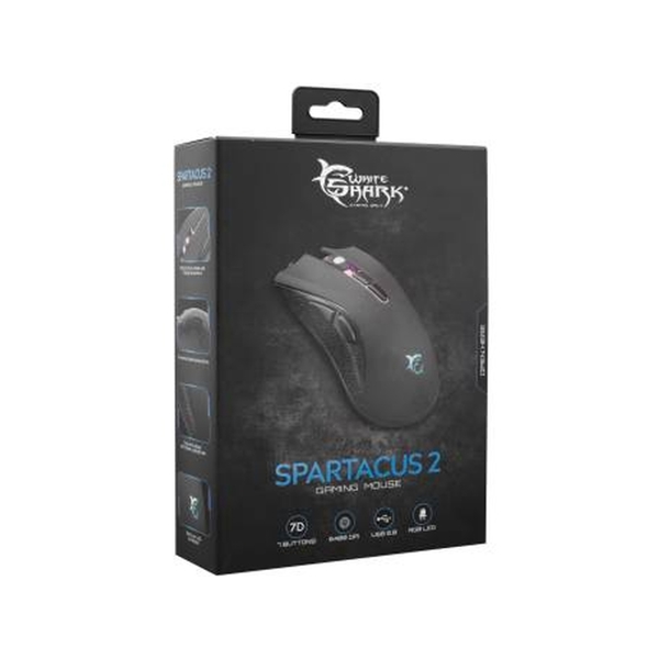 მაუსი WHITE SHARK Gaming Mouse GM-5004 Spartacus-2 6400 DPI Black