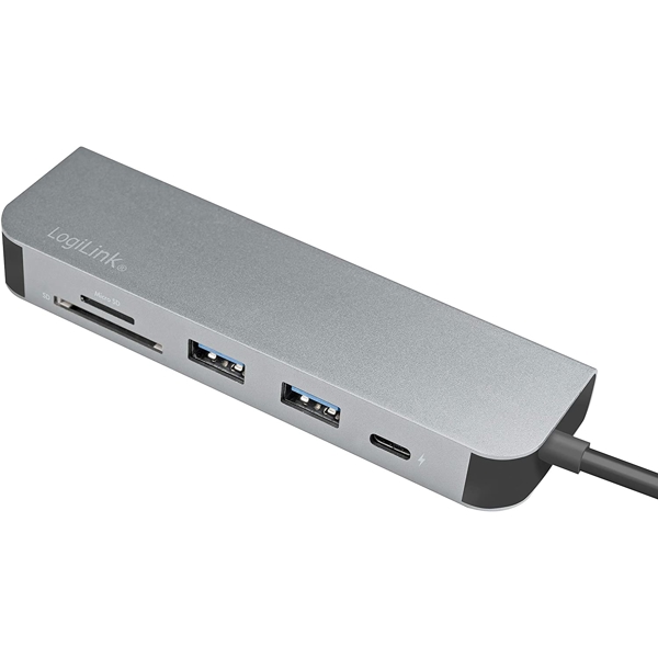 ადაპტერი Logilink UA0343 USB-C Multifunc. Hub, USB 3.2 Gen1x1, HDMI, PD, Cardreader