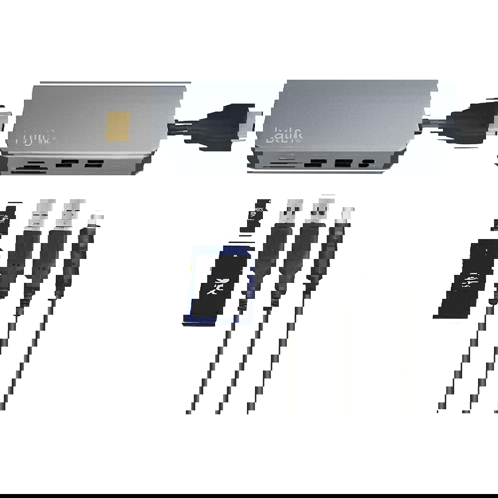 ადაპტერი Logilink UA0343 USB-C Multifunc. Hub, USB 3.2 Gen1x1, HDMI, PD, Cardreader