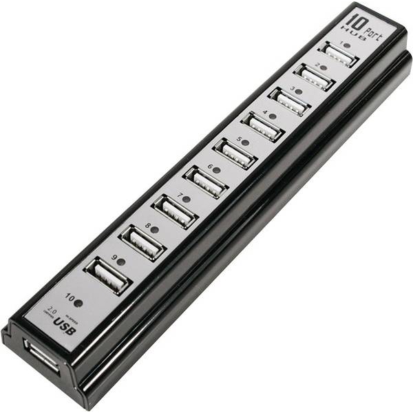 USB ჰაბი Logilink UA0096 USB Hub 10 port USB 2.0 with power adapter black