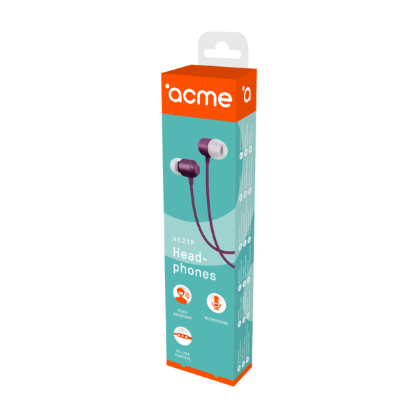 ყურსასმენი ACME HE21P Earphones With Mic Purple