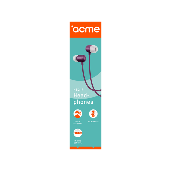 ყურსასმენი ACME HE21P Earphones With Mic Purple