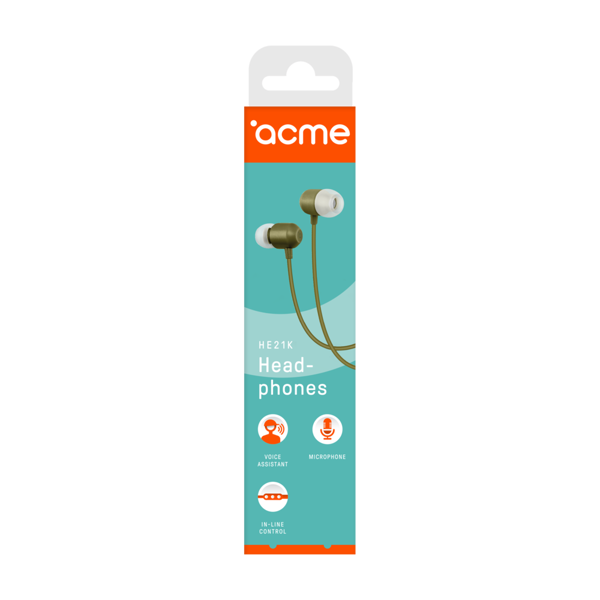 ყურსასმენი ACME HE21K Earphones With Mic Dark Green