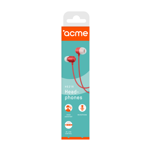 ყურსასმენი ACME HE21R Earphones With Mic Red