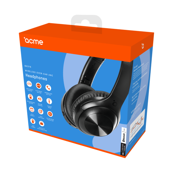 ყურსასმენი ACME BH316 Bluetooth Over-ear ANC headphones Black