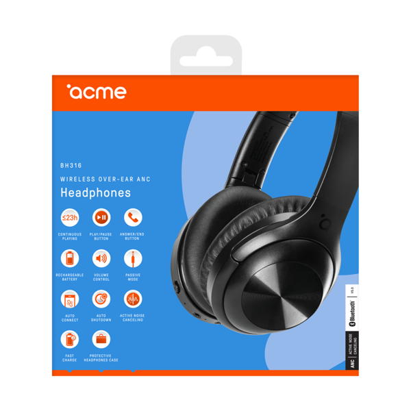 ყურსასმენი ACME BH316 Bluetooth Over-ear ANC headphones Black