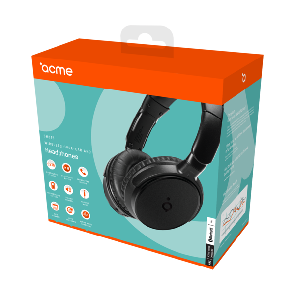 ყურსასმენი ACME BH315 Bluetooth Over-ear ANC Headphones Black