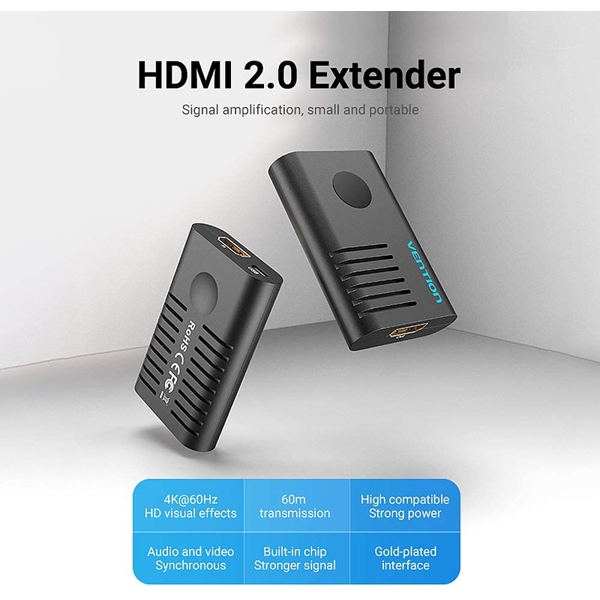 გადასაბმელი VENTION AIEB0 HDMI Female to Female Repeater Extender Black