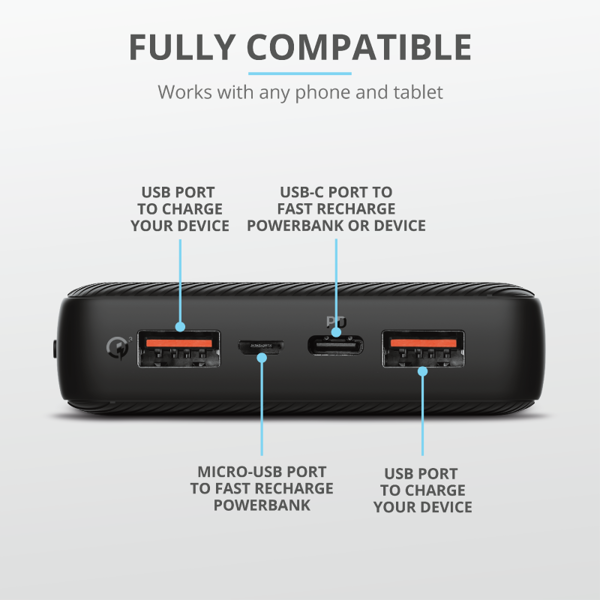 პორტატული დამტენი trust PRIMO ULTRA-FAST POWERBANK 20.000 mAh