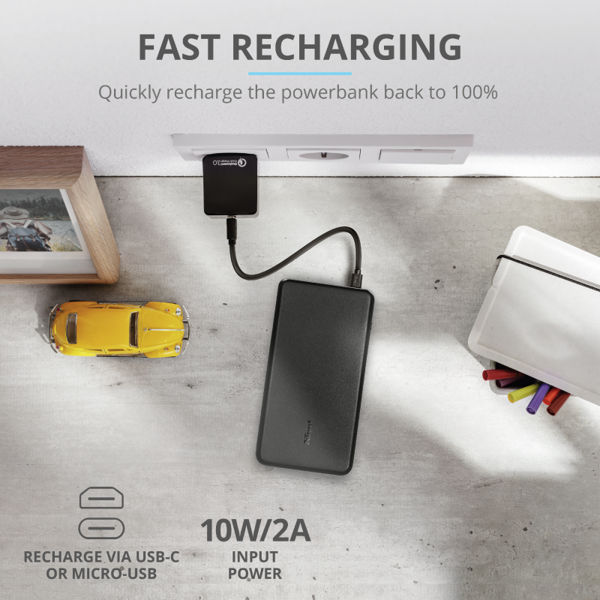 პორტატული დამტენი trust ESLA POWERBANK 10.000 mAh