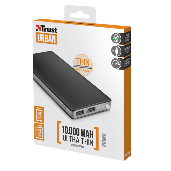 პორტატული დამტენი trust Primo Thin Powerbank 10000 mAh