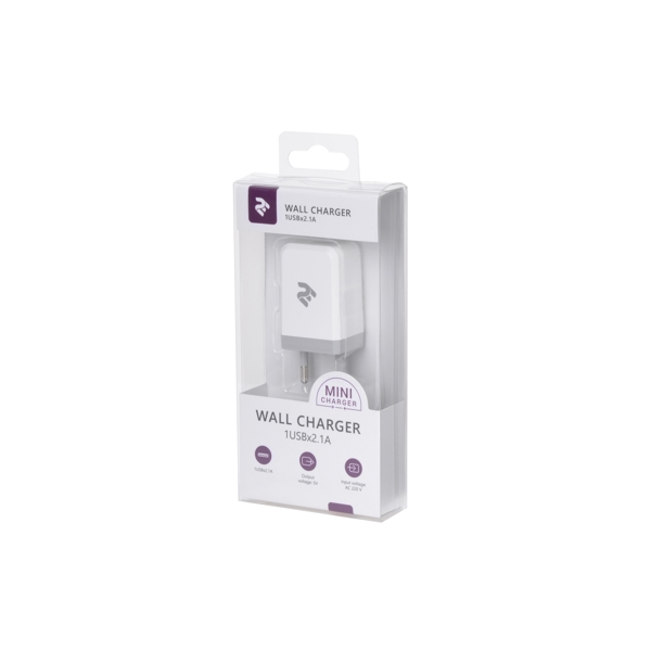 მობილურის დამტენი 2E Wall Charge USB Wall Charger USB:DC5V/2.1A, white