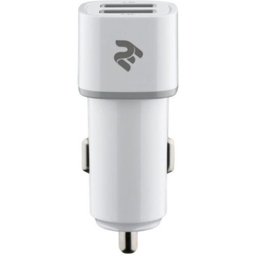 მანქანის USB დამტენი 2E ACR01 Dual USB Car Charger 2.4A&2.4A, white