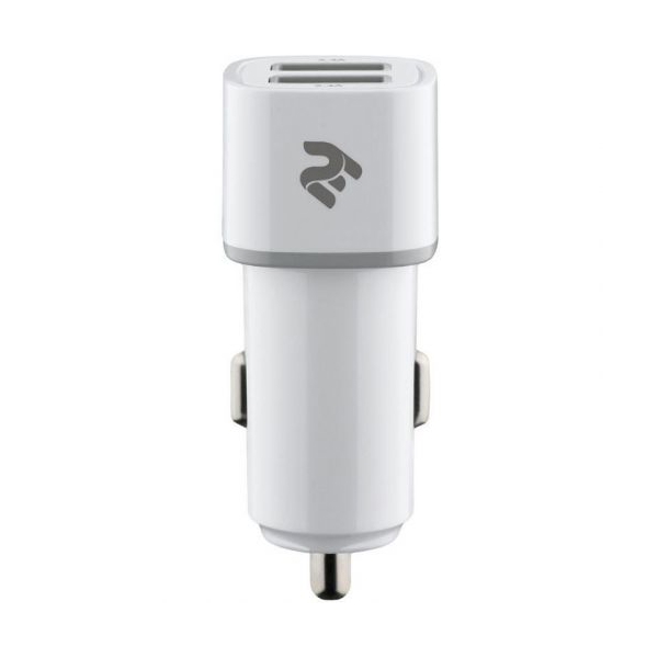 მანქანის USB დამტენი 2E ACR01 Dual USB Car Charger 2.4A&2.4A, white