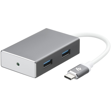 USB ჰაბი 2E W1407 Adapter USB TYPE-C to 4xUSB3.0 A/F Hub Aluminum casing, 0.20m