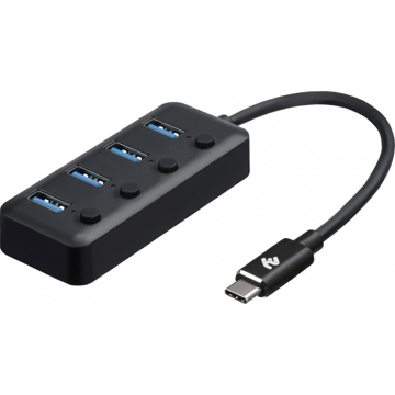 USB ჰაბი 2E Adepter USB-C to 4xUSB3.0 A Hub with switch, 0.25m