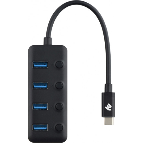 USB ჰაბი 2E Adepter USB-C to 4xUSB3.0 A Hub with switch, 0.25m