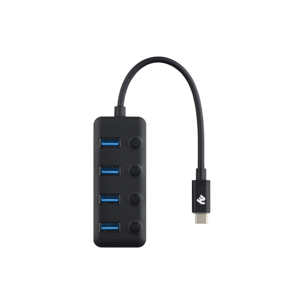 USB ჰაბი 2E Adepter USB-C to 4xUSB3.0 A Hub with switch, 0.25m