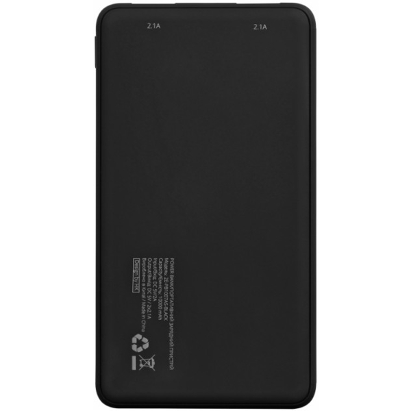 პორტატული დამტენი 2E PB1007AS Power Bank SOTA series Slim 10000mAh, DC 5V, 2USB-2.1A&2.1A, black